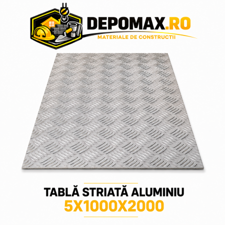 Tabla aluminiu striata 5mm , 1000x2000mm (1050A)